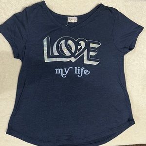 **FINAL CLEARANCE** “Love my Life” Short Sleeve Shirt. Size Medium